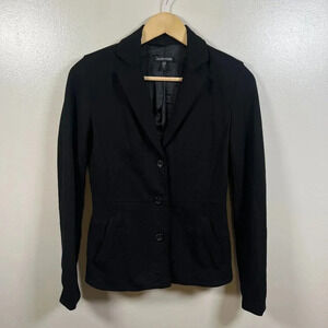 Eileen Fisher Ponte Knit Blazer Jacket Size XS Black Career Work Office Business